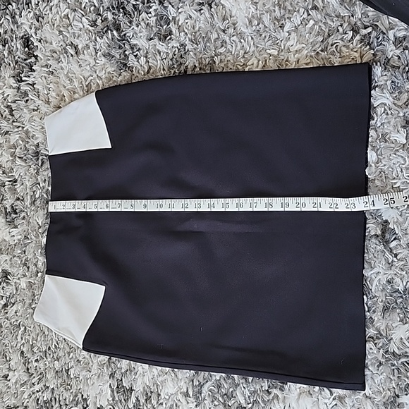 New Liz Claiborne Skirt Black White Stretch Knit Pull On Straight Pencil Size M - Picture 2 of 4